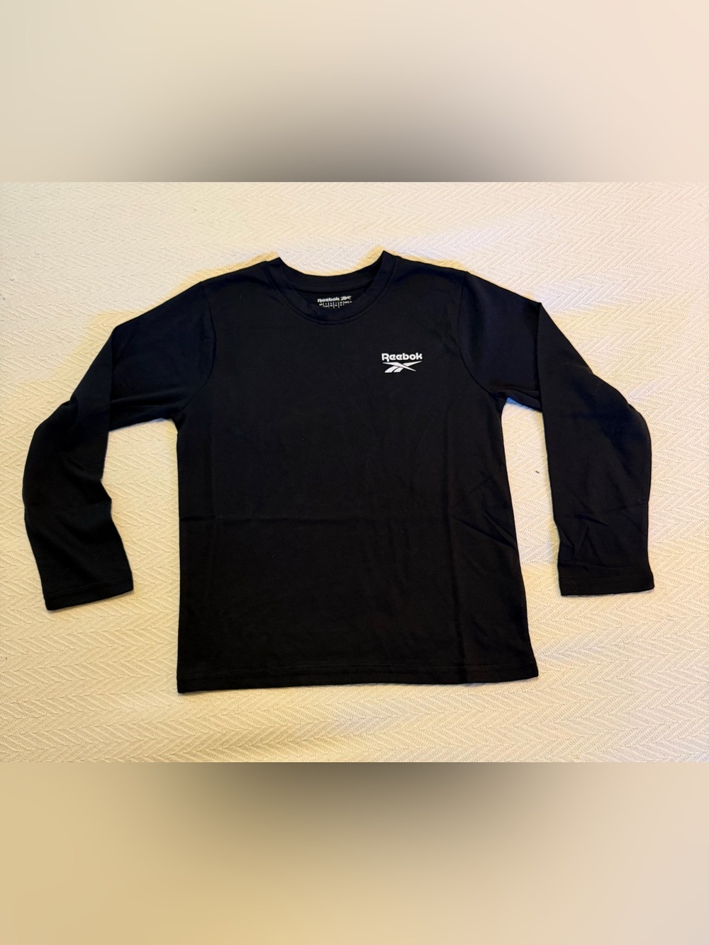 Kids Reebok Black Long-Sleeve Crew Logo Tees (3 pack)